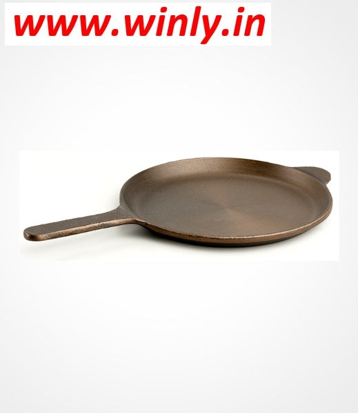 Cast Iron Dosa Tawa - 12 Inches - Flat Bottom - Double Handle - Heavy