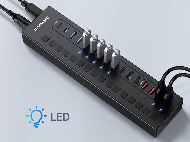 Anyoyo 16-Port 60W USB 3.0 Splitter Powered USB Hub