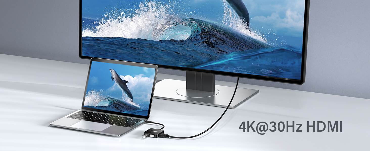 Anyoyo 6-in-1 USB C 3.0  Docking Station with 4K 30Hz HDMI and 100W PD