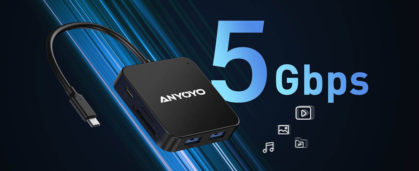 Anyoyo 7-in-1 USB C 3.0  Docking Station with 4K 30Hz HDMI 100W PD SD/TF Card Reader