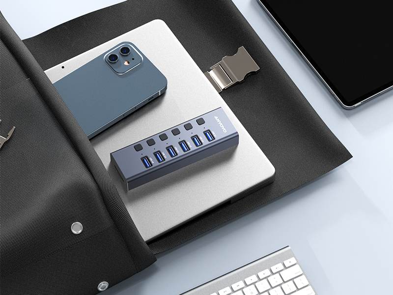 Anyoyo 8-Port USB 3.0 Powered USB Hub with TF/SD Card Reader