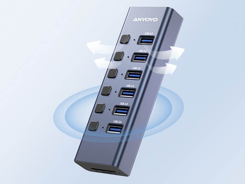 Anyoyo 8-Port USB 3.0 Powered USB Hub with TF/SD Card Reader