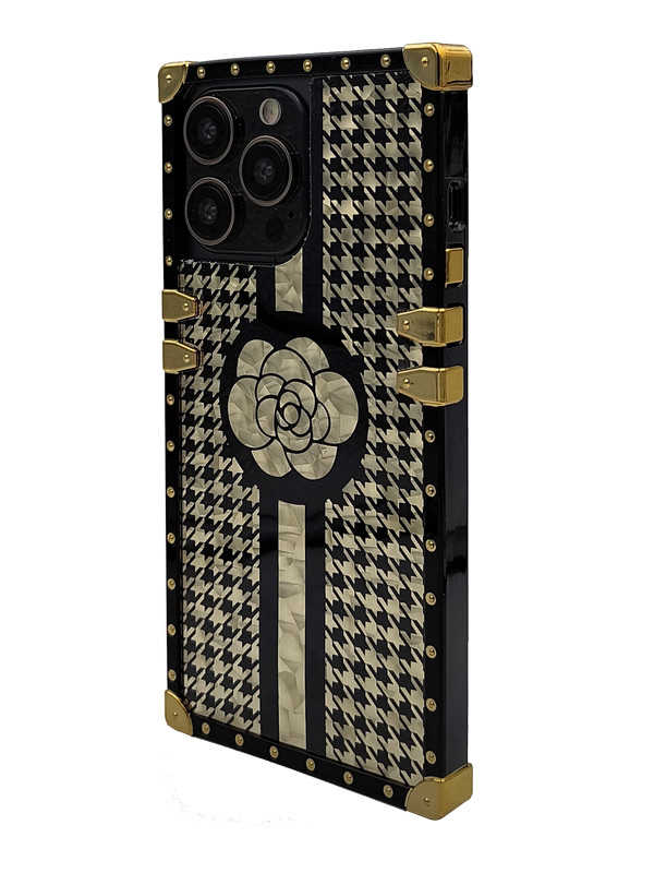 Floral Houndstooth Square iPhone Case