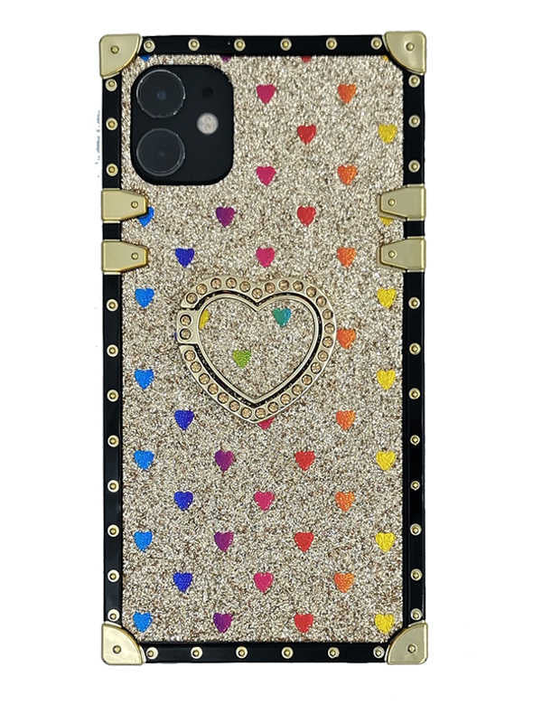 Fuchsia Glitter Love Square iPhone Case