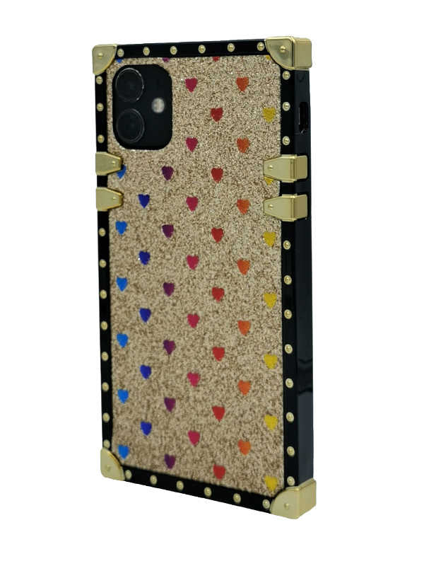 Fuchsia Glitter Love Square iPhone Case