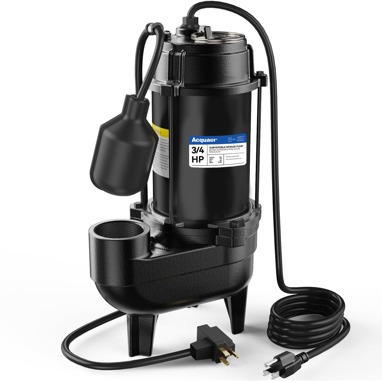 Acquaer 1/3 HP Submersible Water Pump 2160GPH Sump Pump Thermoplastic  Utility Pump Portable Electric Water Pump Water Remove for Basement Hot  Tubs