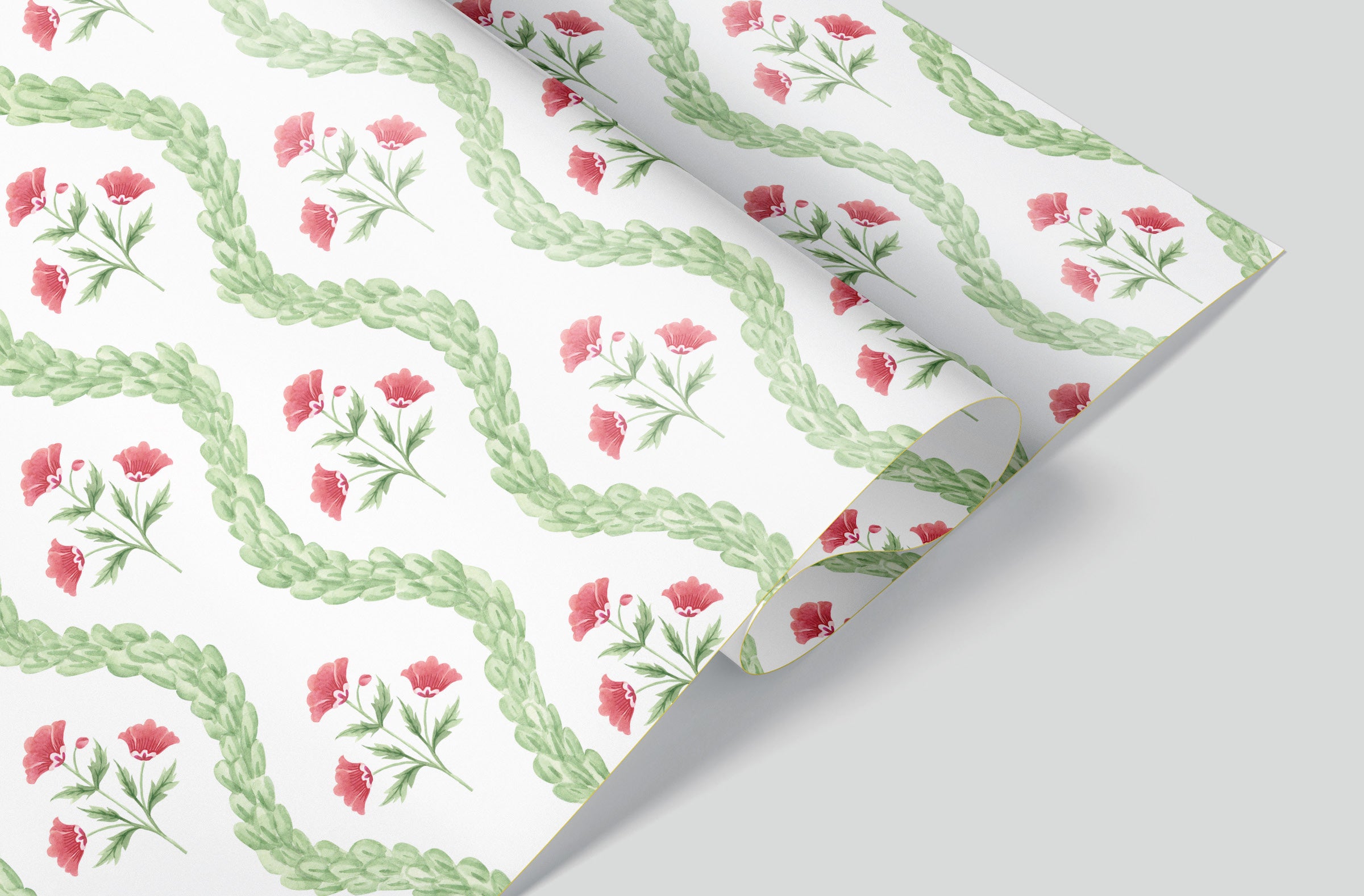 Red Flower and Garland Wrapping Paper Pre-Order