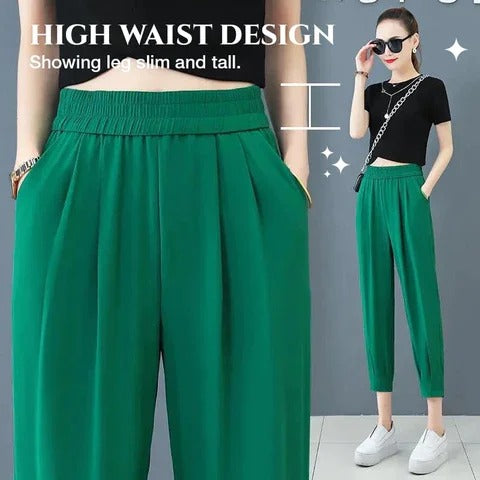 Image showcasing the pockets and high waist design of the pants