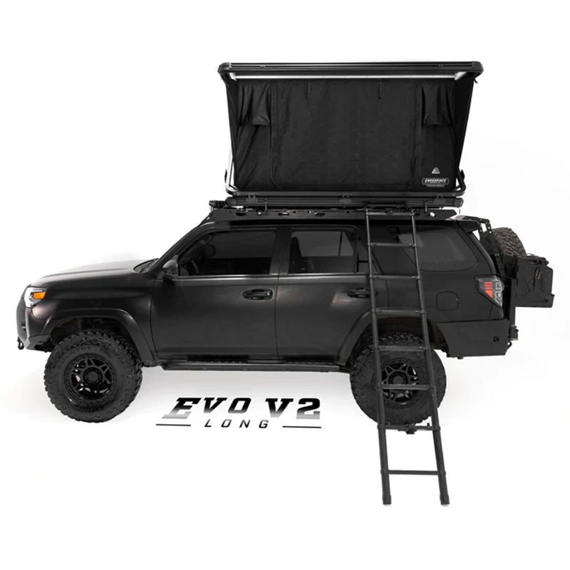 freespirit-recreation-evolution-v-2-hard-shell-tent-with-black-top-long-black-toyota-4runner-side-view-closed-door-with-ladder