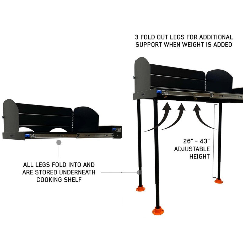 overland-vehicle-systems-camp-cargo-box-kitchen-with-slide-out-sink-corner-view-with-three-adjustable-height-fold-out-legs