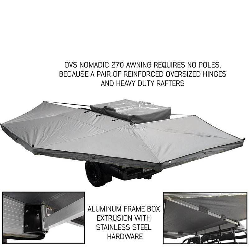 overland-vehicle-systems-nomadic-awning-270-for-mid-high-roofline-vans-aluminum-frame-box-extrusion-and-heavy-duty-rafters