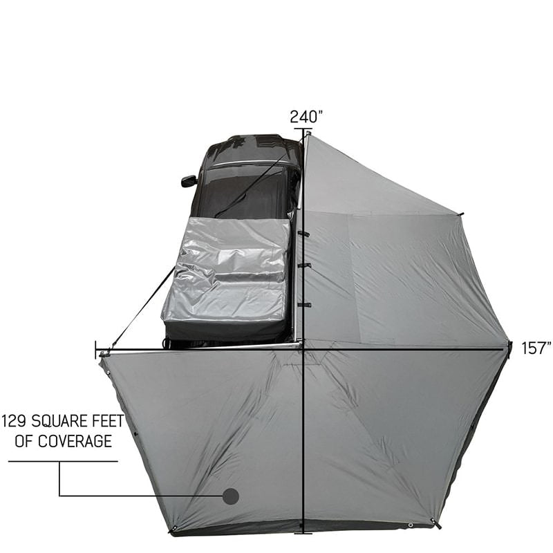 overland-vehicle-systems-nomadic-awning-270-for-mid-high-roofline-vans-passenger-side-open-top-view-on-toyota-tacoma-coverage-description