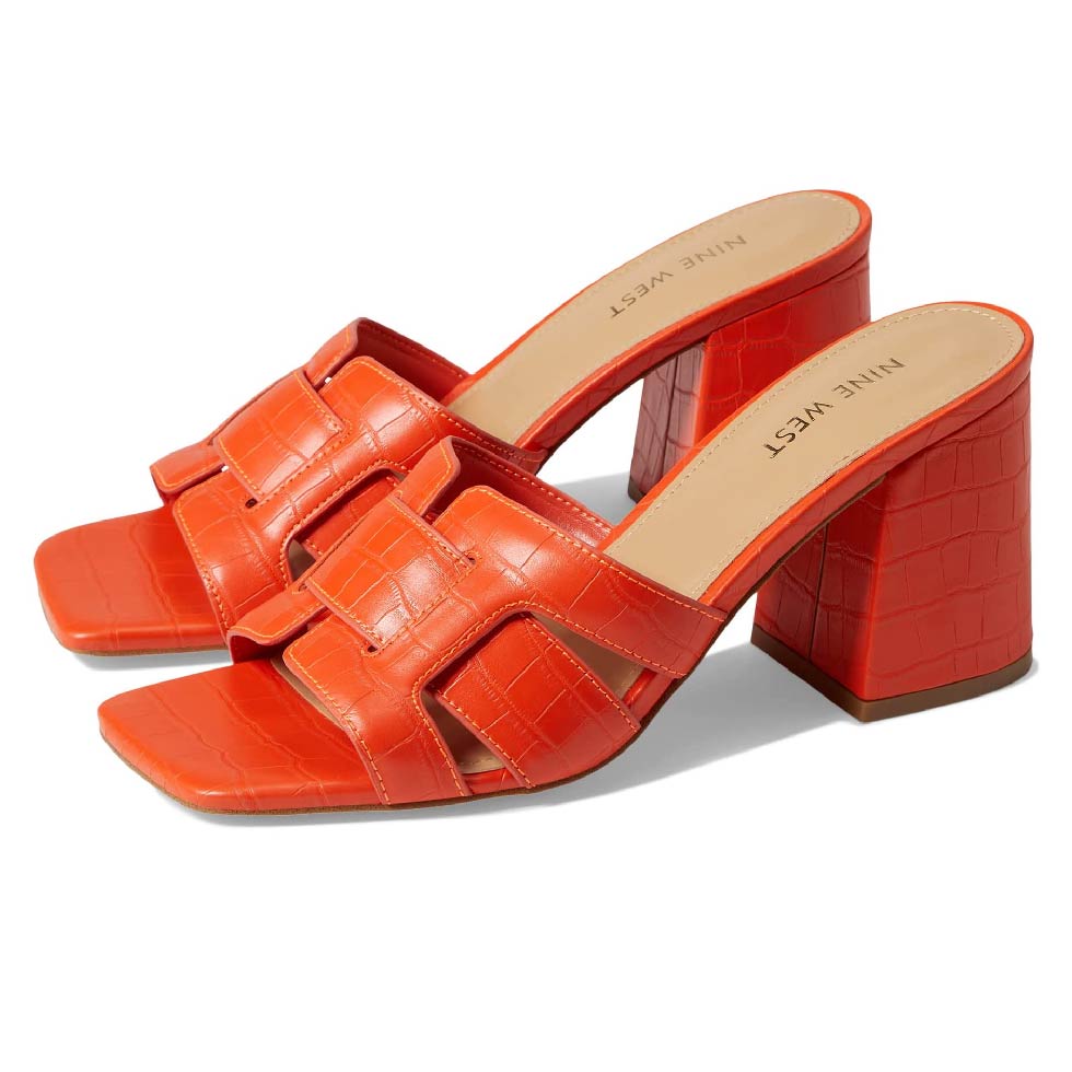 RAID Wide Fit Venosa strappy heeled sandals in orange | ASOS