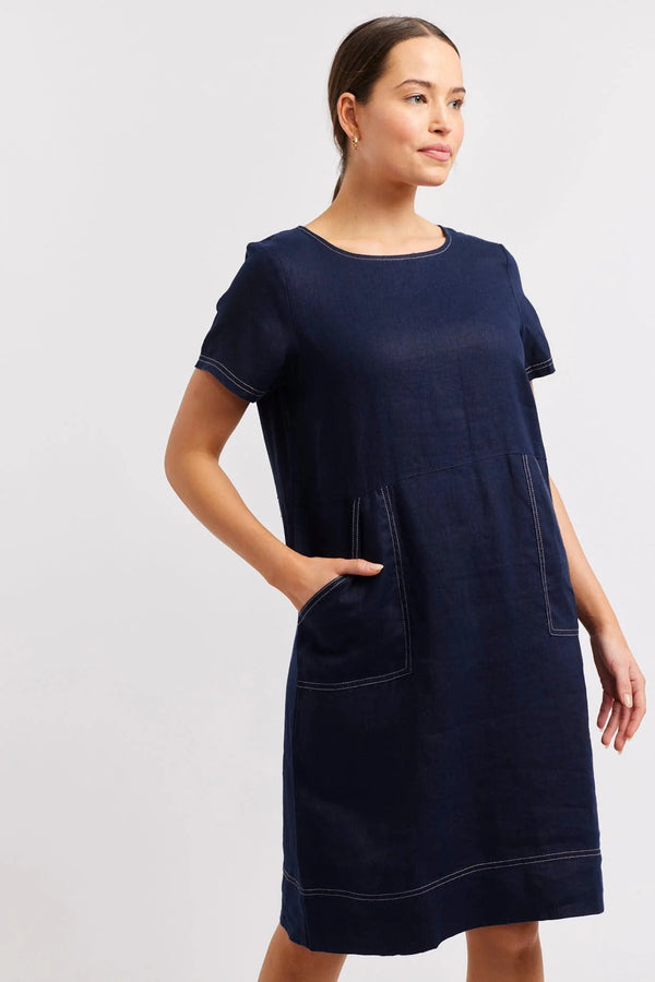 MESSINA LINEN DRESS- NAVY – Alexis Dawn Store