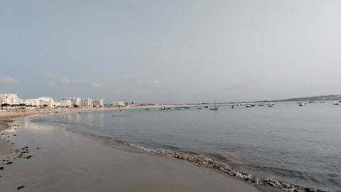 São Martinho do Porto bay with boats and beach