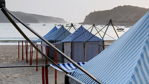 Cabanas on the beach in São Martinho do Porto Portugal