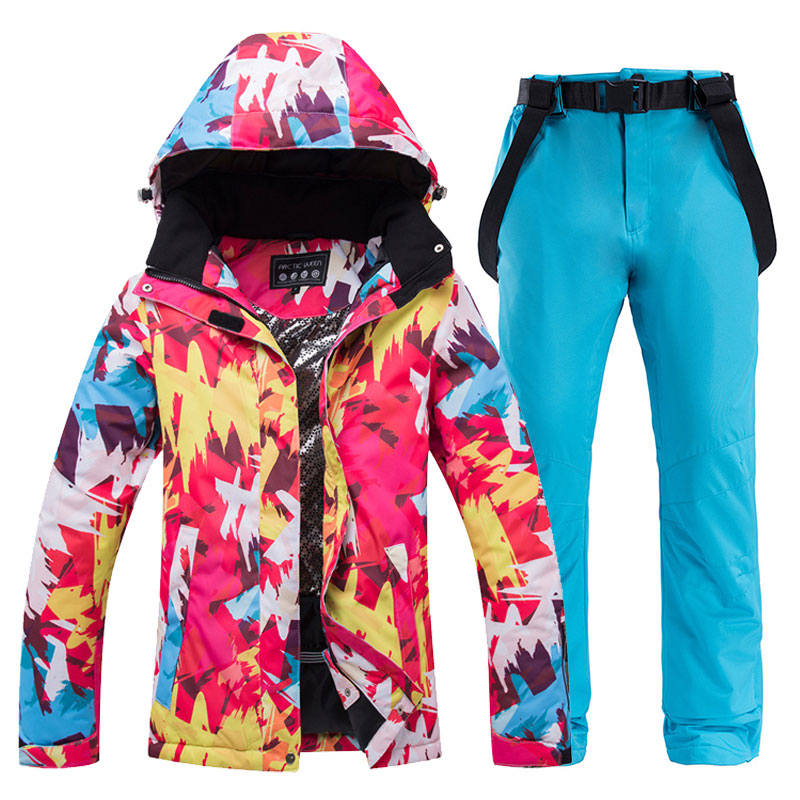 Women Ski Suit Winter Outdoor Thick Warm Windproof Waterproof Skiing Snowboarding Suits Female Breathable Ski Jacket Ski Pants