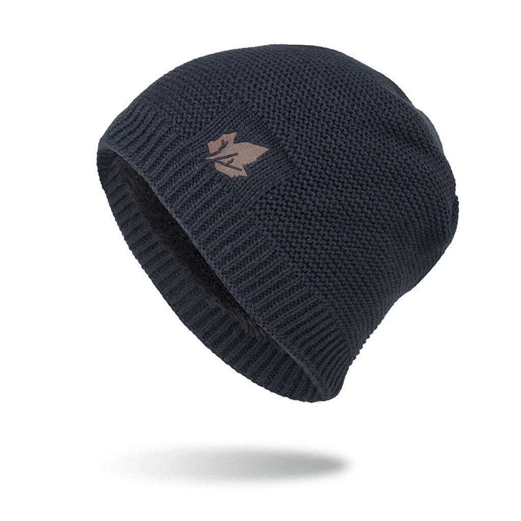 2022 Winter Autumn Warm Men's Hat Beanie Hats Outdoor Thicken Warm Solid Knitted Hat Skull Cap Wool Fleece Lined Cap For Men