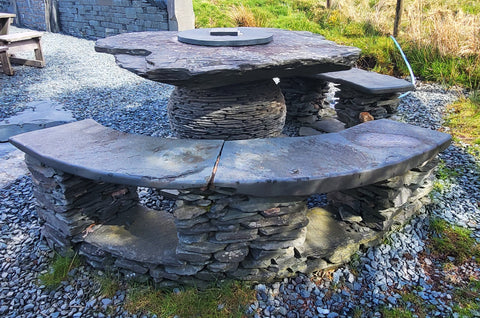 Image of a Slate Garden Table and Bench