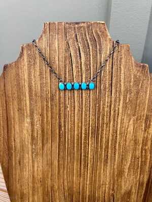 Authentic Navajo 5 Stone Turquoise Bar Necklace - Copper Lane Collection