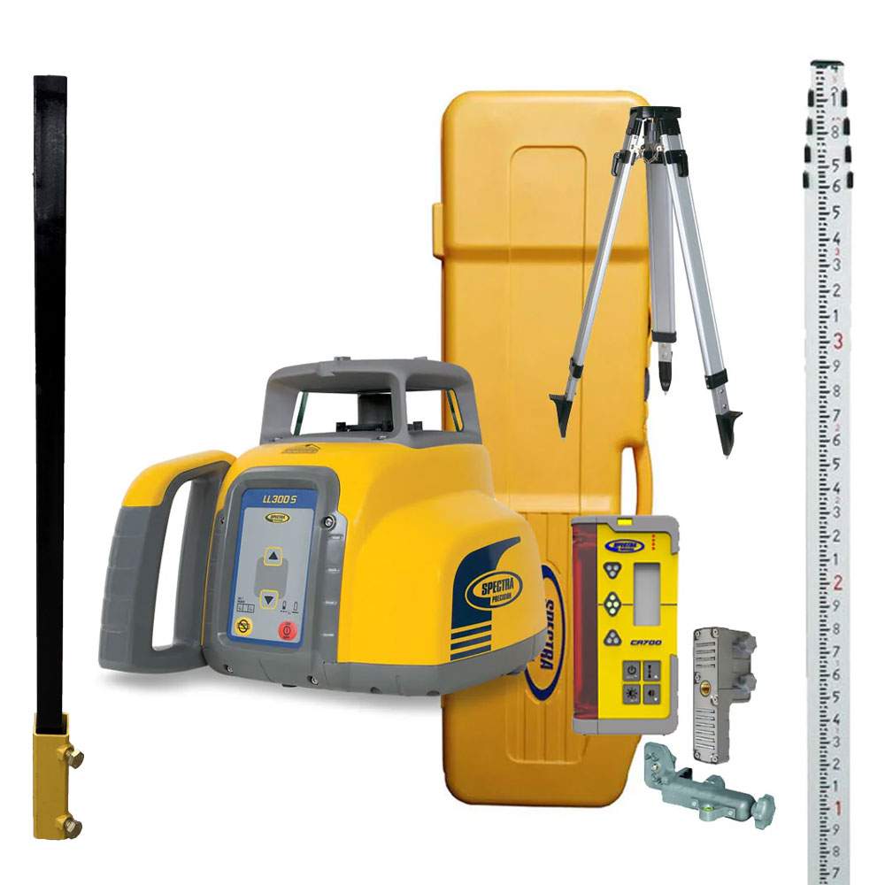 Spectra Skid Steer Package LL300S-SS16 w/CR700 Receiver, Tenths-Rod, Tripod and Case