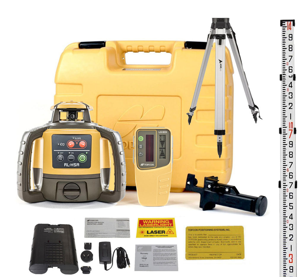 Topcon RL-H5A Rechargeable w/ LS-80X Receiver, Tripod & High Quality Grade Rod 1021200-49 - Benchmark Tool  Supply product image