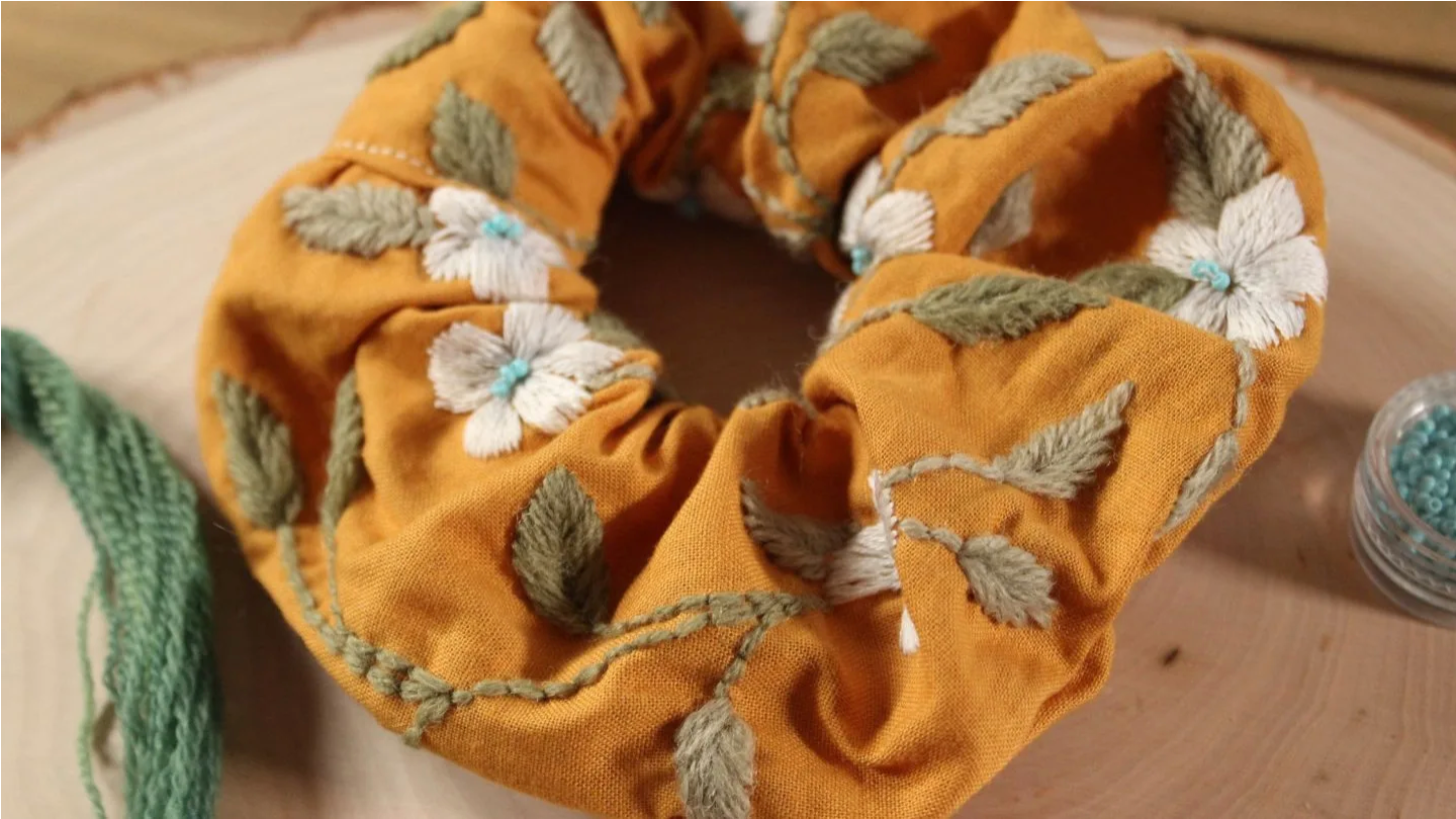 embroidered scrunchie