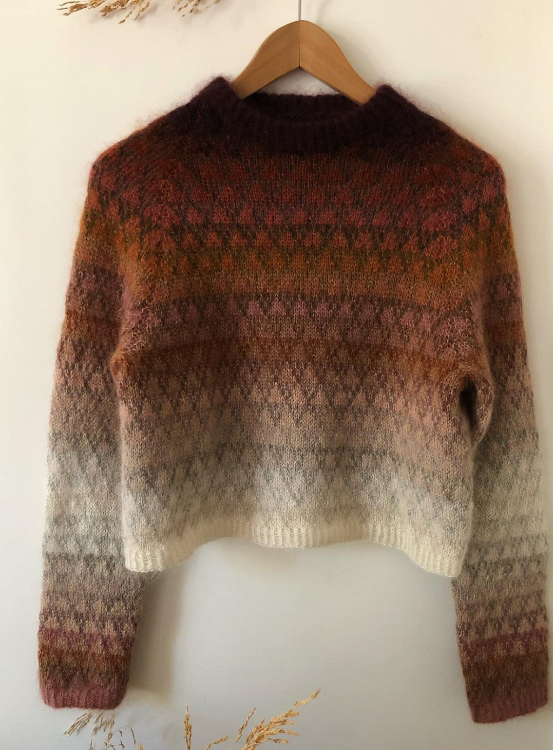 hand knit spot sweater in brown gradient