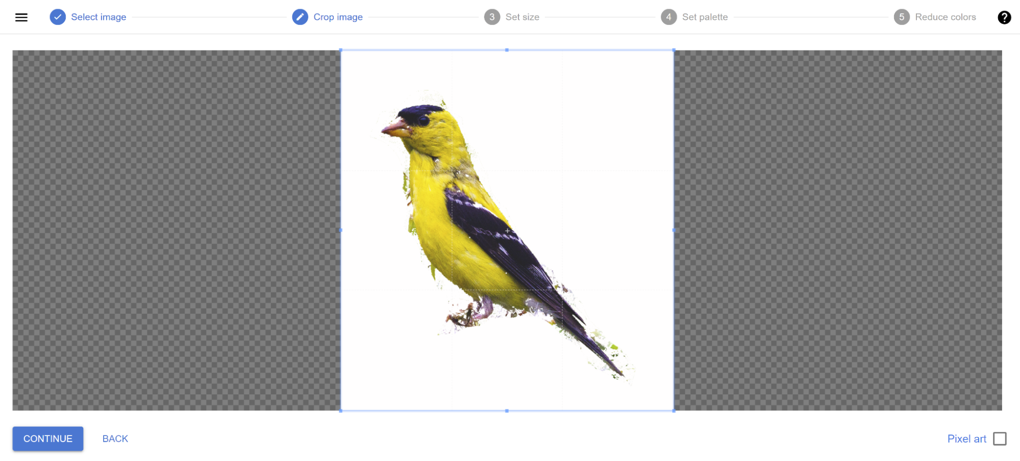 image of a bird imported into flosscross