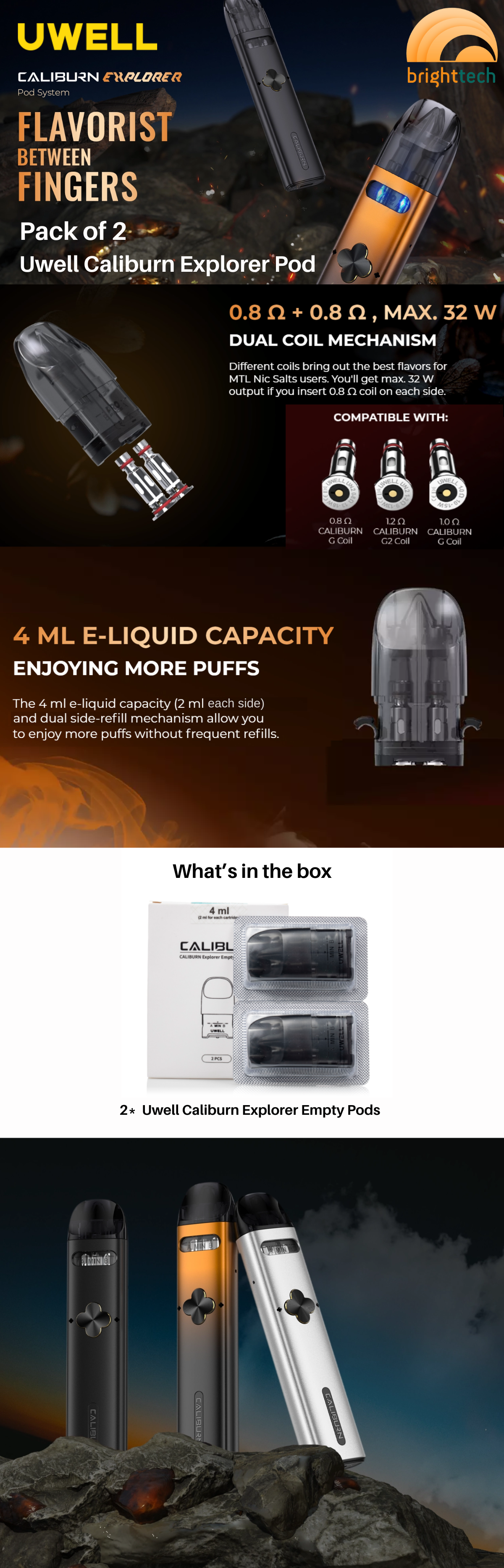 Uwell Caliburn Explorer Empty Pod Pack of 2