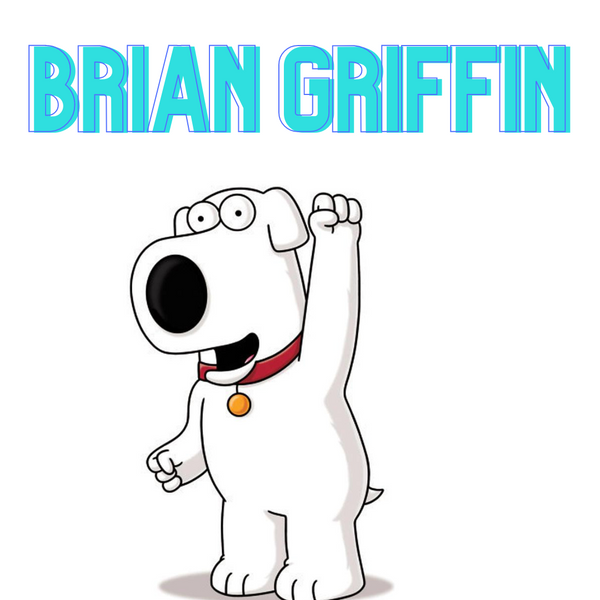 Brian Griffin the white dog waving his left paw