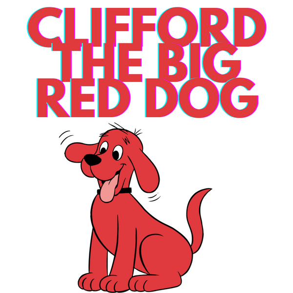 clifford the big red dog smiling with his tongue out