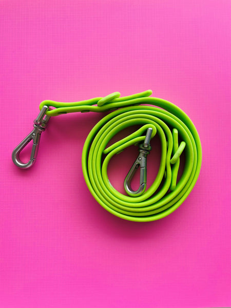 green silicone dog leash