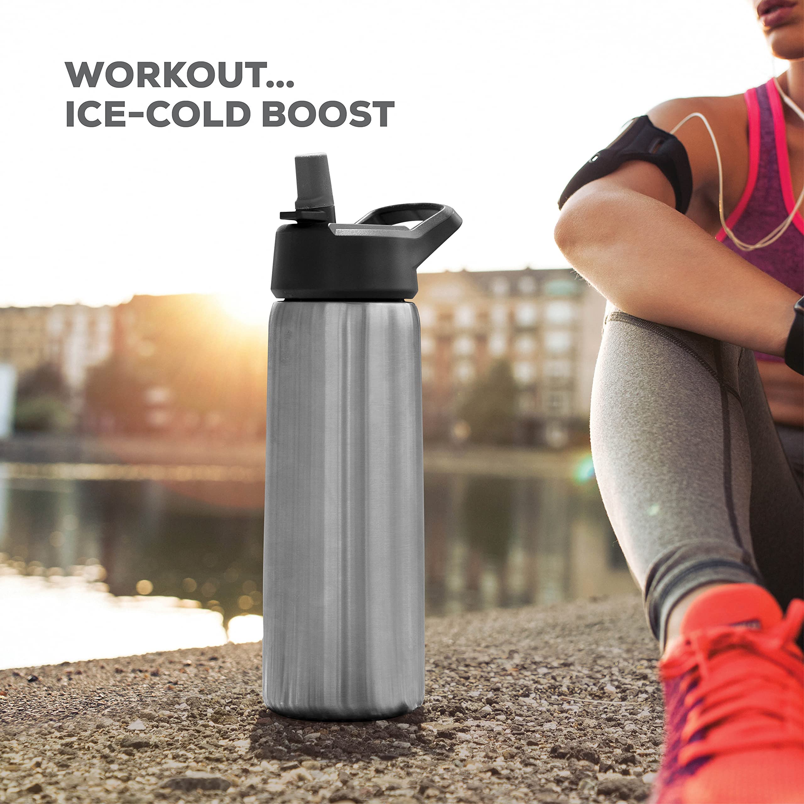 Insulated Sports Water Bottle with Straw