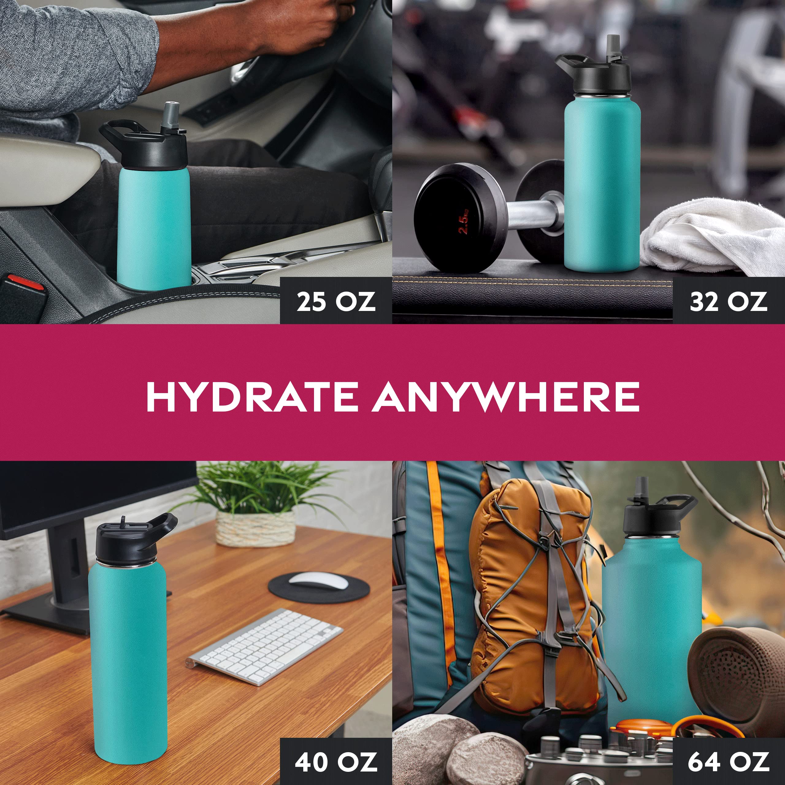 Insulated Sports Water Bottle with Straw-image-7