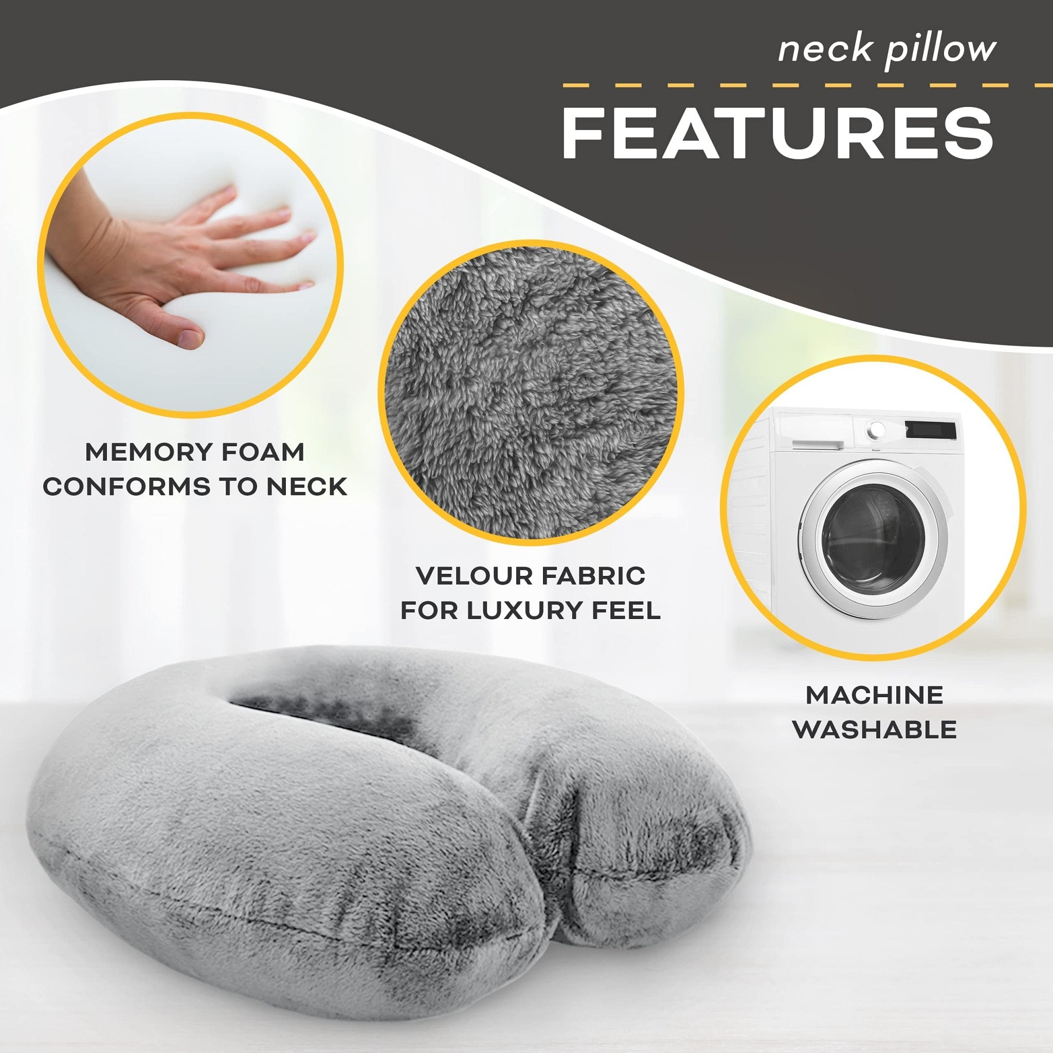 Memory Foam Travel Neck Pillow-image-3