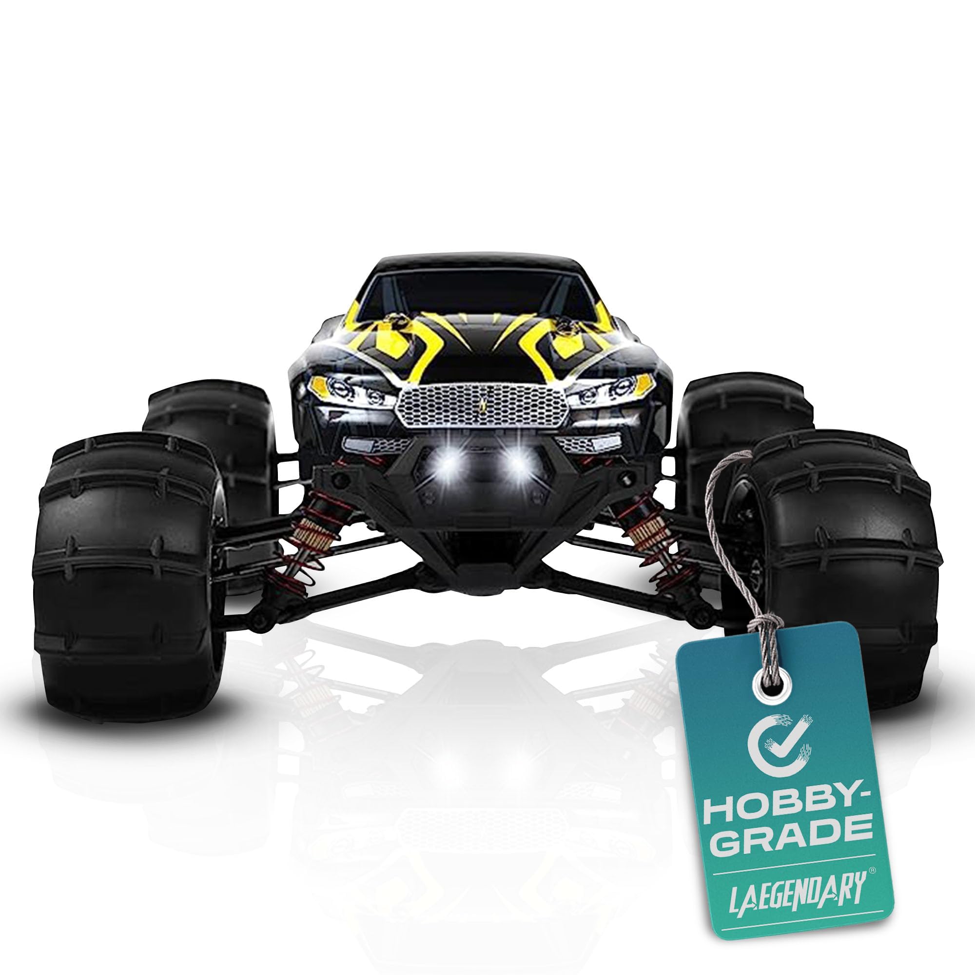 X 1:16 Scale RC Car 35+ MPH - Brushless-Black/Yellow-image-1