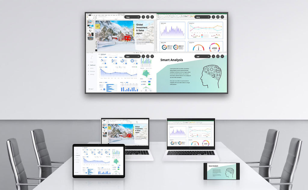 El monitor de visualización colabora entre las pantallas inalámbricas Smartview en Brescia
