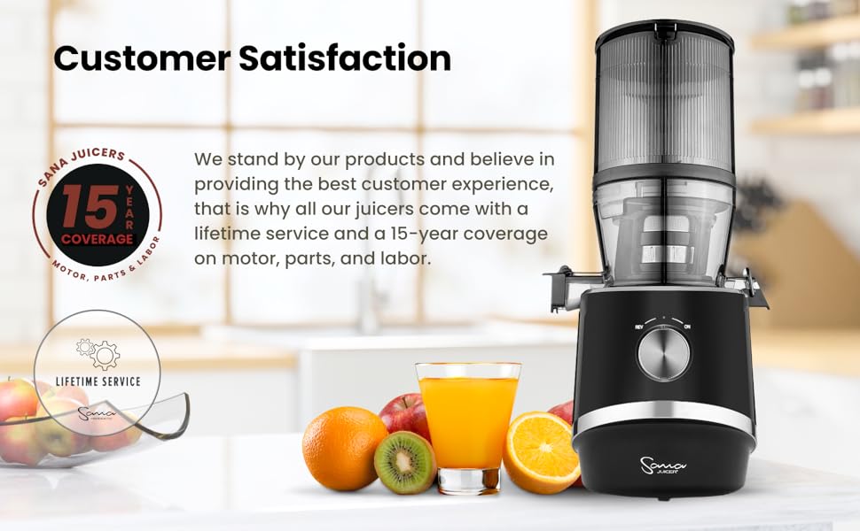 Sana 878 Automatic Self-Feeding Juicer | Cold Press Juice for 3 Days | Hands-Free Juicing with 2L Capacity for Whole Fruits & Veggies | High-Yield Slow Juicer for Optimal Nutrition