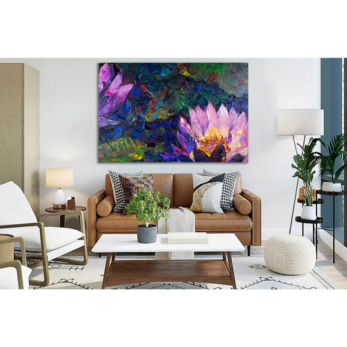 Beautiful Lotus Flower Oil Painting №SL577 - Canvas Print / Wall Art / Wall Decor / Artwork / Poster