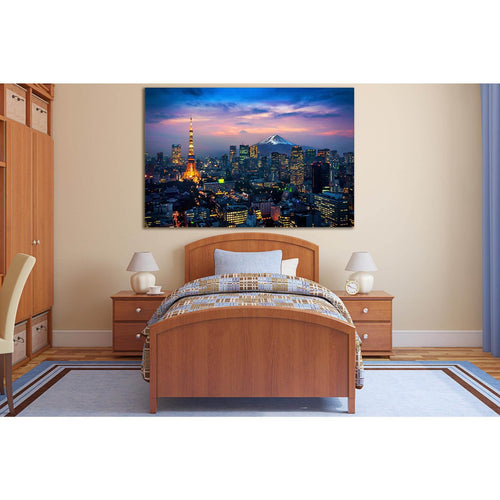 Cityscape Of Tokyo With Mount Fuji №SL373 - Canvas Print / Wall Art / Wall Decor / Artwork / Poster