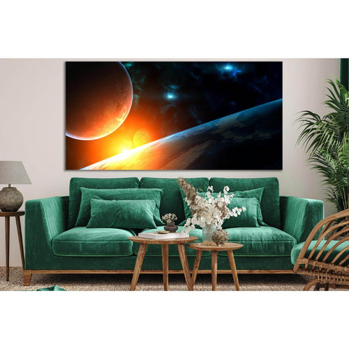 Space Dawn Over The Planet №SL985 - Canvas Print / Wall Art / Wall Decor / Artwork / Poster