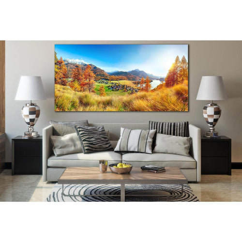 Autumn Panorama Over Sils Im Engadin №SL649 - Canvas Print / Wall Art / Wall Decor / Artwork / Poster