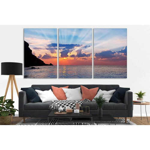Sun Rays Sea Sunset №SL207 - Canvas Print / Wall Art / Wall Decor / Artwork / Poster