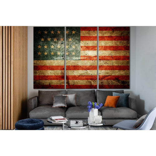 USA Flag Old Style №SL1165 - Canvas Print / Wall Art / Wall Decor / Artwork / Poster