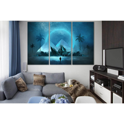 Futuristic Landscape Man And Pyramids №SL1230 - Canvas Print / Wall Art / Wall Decor / Artwork / Poster