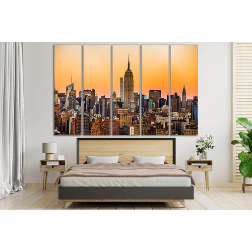 Manhattan New York At Sunset №SL343 - Canvas Print / Wall Art / Wall Decor / Artwork / Poster