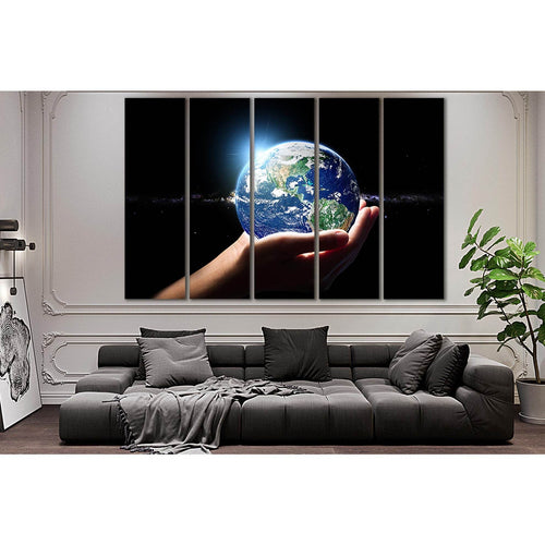 Planet Earth In Hand №SL394 - Canvas Print / Wall Art / Wall Decor / Artwork / Poster