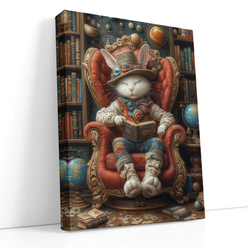 Fantasy Bookworm Rabbit - Canvas Print