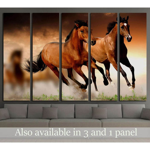 Two running horses canvas set №5000